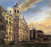 Jan van der Heyden Amsterdam, Dam Square with the Town Hall and the Nieuwe Kerk painting